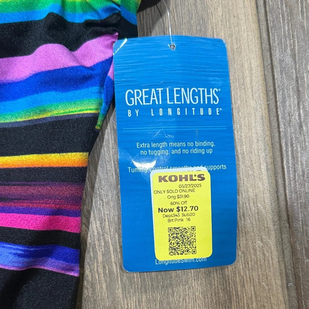 Colorful Striped Women's One-Piece Swimsuit - Picture 2 of 5